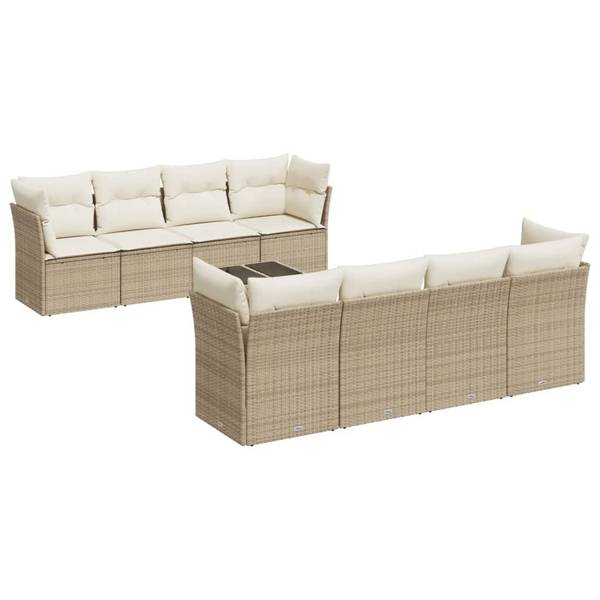 Salon de jardin 3035146-1 (lot de 9) Beige - Crème - Blanc