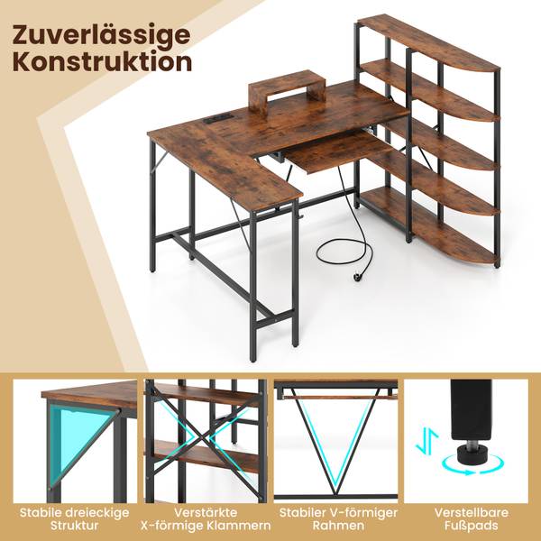 Computertisch ON32151PQ Braun