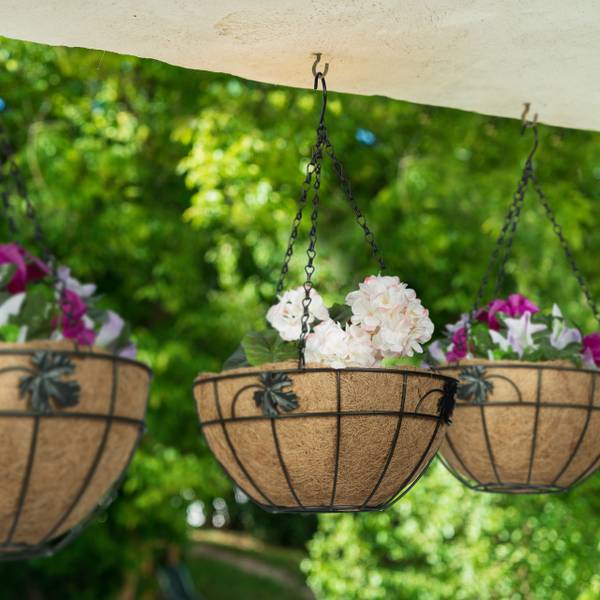 Blumenampel 3er Set Kokos Schwarz - Braun - Eisen - 31 x 48 x 31 cm