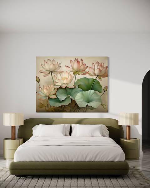 Canvas schilderij Lotusbloemen 120 x 80 cm