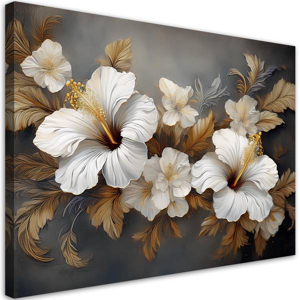 Tableau déco hibiscus fleur nature 90 x 60 cm