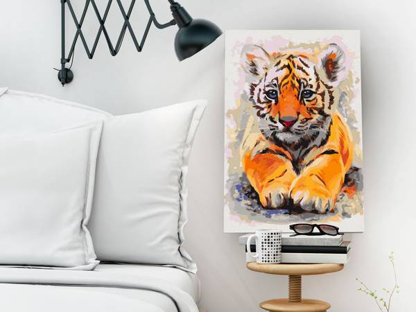 Wandbild Malen nach Zahlen Tiere Dul Baumwollstoff - 40 x 60 x 2 cm