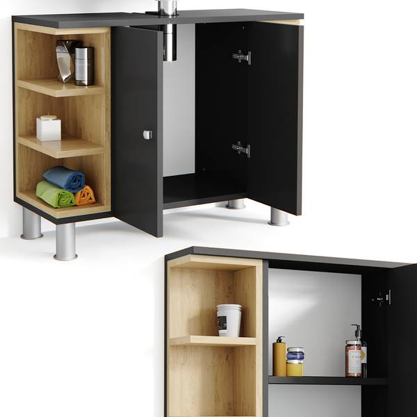Badmöbel-Set Aquis 36248 2er Set Anthrazit
