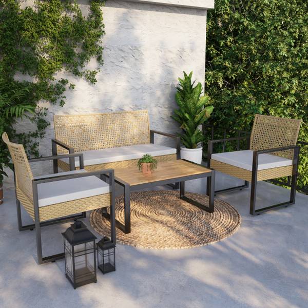 Salon de jardin 4 pièces Calciano Acier - 84 x 39 x 45 cm