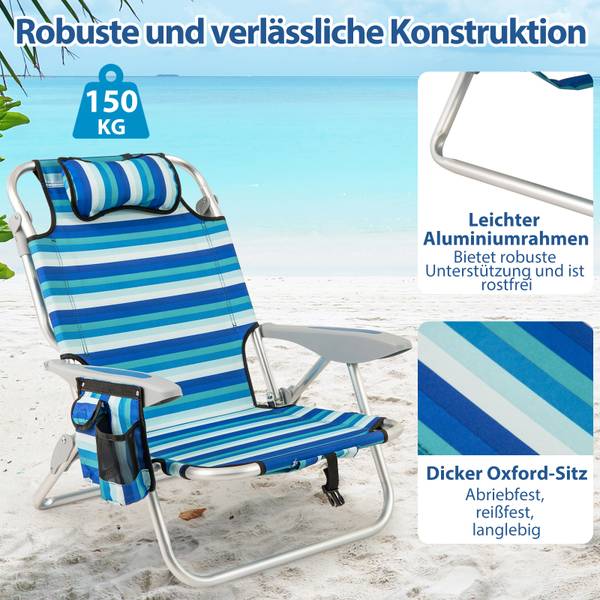 Strandstuhl ZB34857 Blau - Metall - 80 x 80 x 62 cm