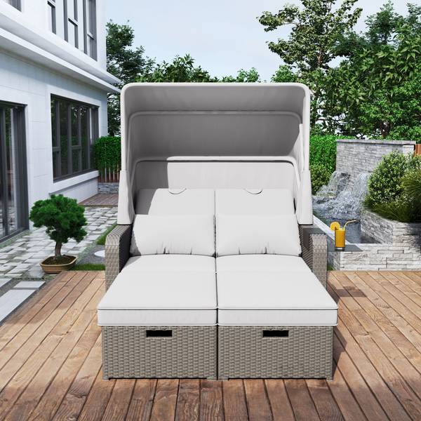 Gartenlounge Rhea Ⅳ Grün - Metall - Polyrattan - 130 x 152 x 126 cm