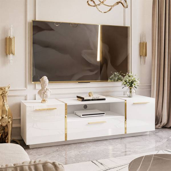 ONYX woonkamermeubelset sokkel hoogglans wit - wit