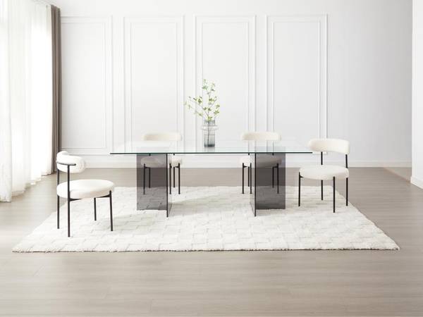 Esstisch BYLENA Grau - Glas - 200 x 75 x 100 cm
