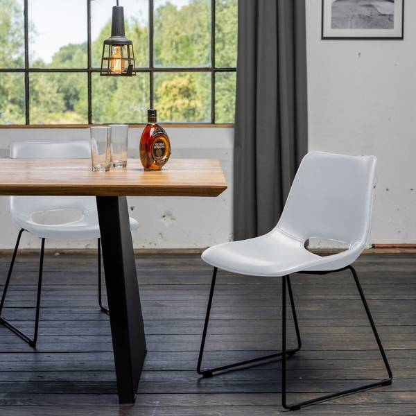 Chaise ASCO cuir synthétique Blanc - Cuir synthétique - 49 x 80 x 55 cm