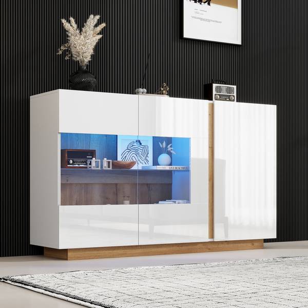 Sideboard Zecoin Weiß - Holzwerkstoff - 138 x 91 x 38 cm