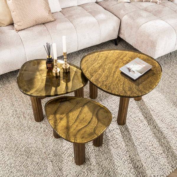 Couchtisch ECLIPSE Gold - Glas - 62 x 40 x 45 cm