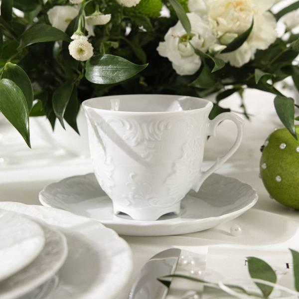 Kaffeeservice ROCOCO MARIA 18-tlg Weiß - Porzellan