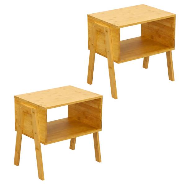 Bambus Nachttisch 2er Set stapelbar Braun - Bambus - 43 x 42 x 29 cm