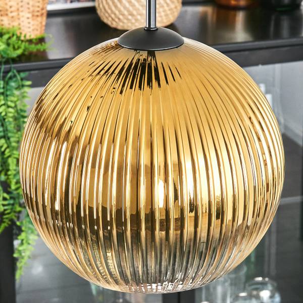Pendelleuchte Cesaro Gold - Aluminium - Klarglas - 38 x 147 x 37 cm