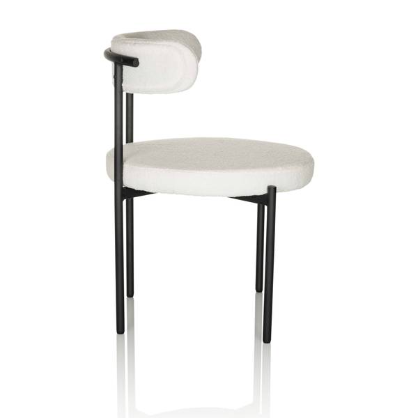 Polsterstuhl TEDIO Weiß - Polyester - Teddystoff - Webstoff - 55 x 78 x 56 cm