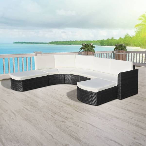 Canapé de jardin 3004991 (lot de 4) Noir - Polyester - 230 x 69 x 266 cm