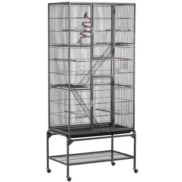 Vogelkäfig ARE70 Schwarz - Metall - 81 x 176 x 47 cm