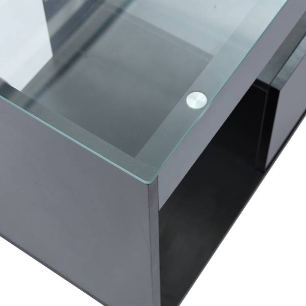 LED-Hochglanz TV-Schrank Ourea Ⅲ Schwarz - Sicherheitsglas - 40 x 46 x 180 cm