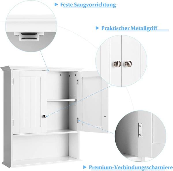Wandschrank Hängeschrank Weiß - Holzwerkstoff - 19 x 71 x 60 cm