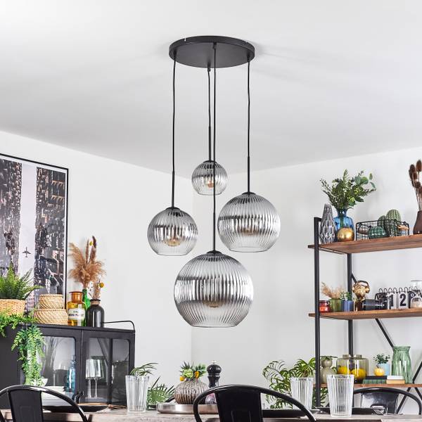 Pendelleuchte Cesaro Grau - Aluminium - Klarglas - 38 x 147 x 37 cm