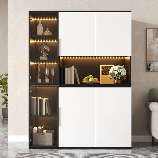 Hochschrank Ourea Ⅶ Schwarz - Weiß - Holzwerkstoff - 120 x 160 x 40 cm