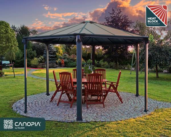 Pavillon Monaco Grau - Metall - 390 x 290 x 450 cm