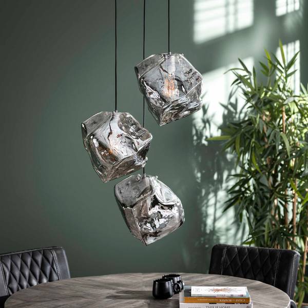 Pendelleuchte Rock Chromed 3L Grau - Metall - 50 x 150 x 50 cm