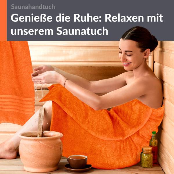 Saunahandtuch London 2er-Set Orange - Frottee - 80 x 1 x 200 cm