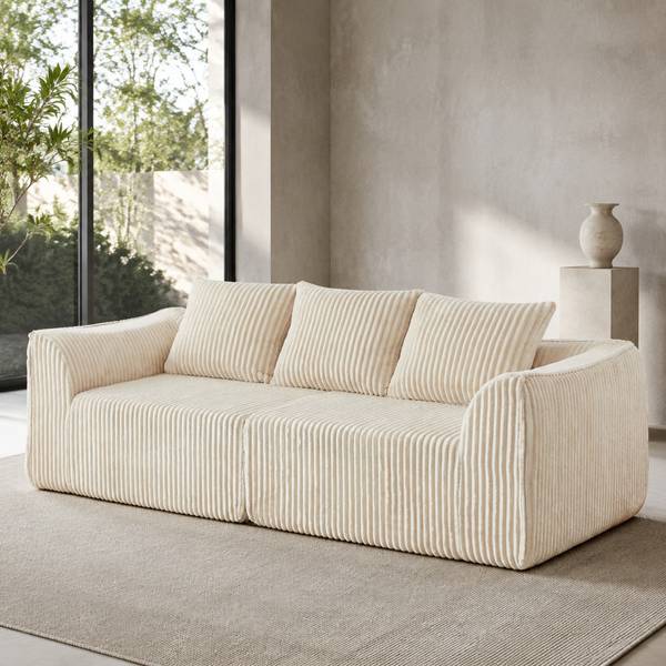 Ecksofa OK-SEATS-021 mit Kissen Beige - Cord - 236 x 73 x 101 cm