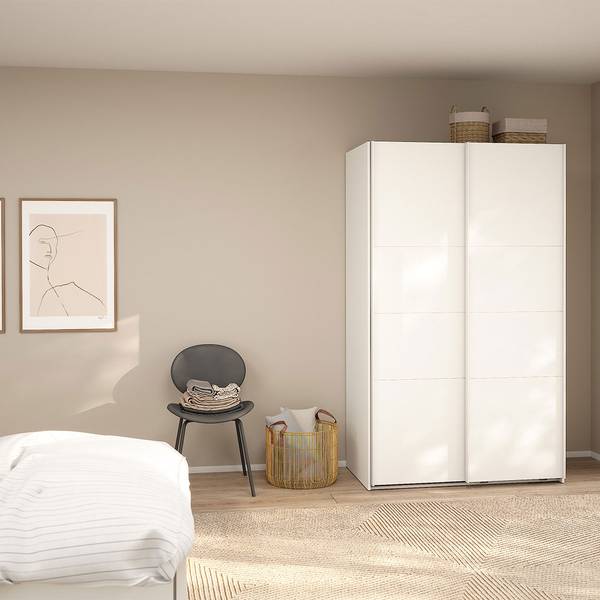 Schiebetürenschrank Catania (2-türig) Weiß - Holz teilmassiv - 119 x 201 x 67 cm