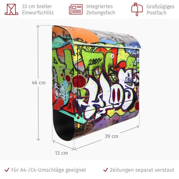 Briefkasten Graffiti Stahl - 39 x 46 x 13 cm