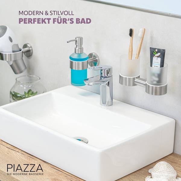 Doppelbecher Piazza inkl. Klebe Set Silber - Metall - 18 x 11 x 11 cm