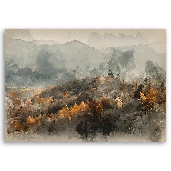 Wandbild herbstwald im nebel 100 x 70 cm