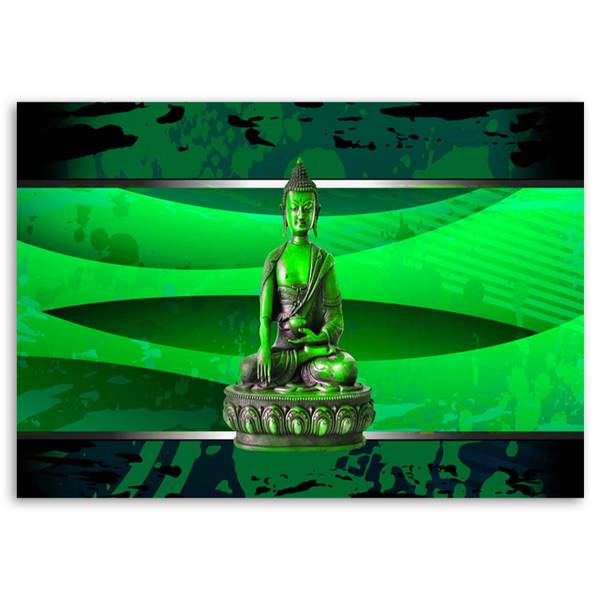 Leinwandbild Grün Buddha Meditation 60 x 40 cm