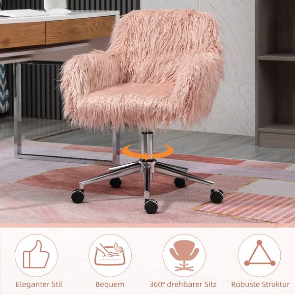 Bürostuhl mit Kunstpelz 921-548PK Pink - Textil - 60 x 85 x 57 cm