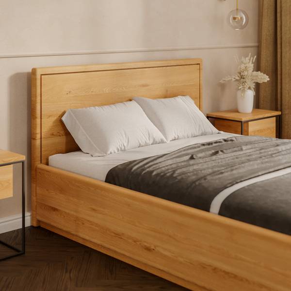 Massivholzbett Linea mit Bettkasten 200 x 160 cm