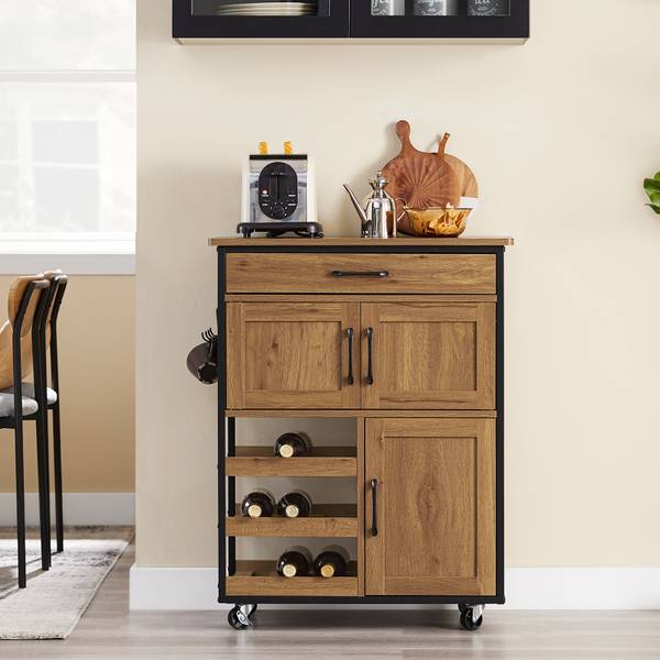 Chariot de cuisine FKW134-N Marron - Bois manufacturé - 67 x 88 x 37 cm