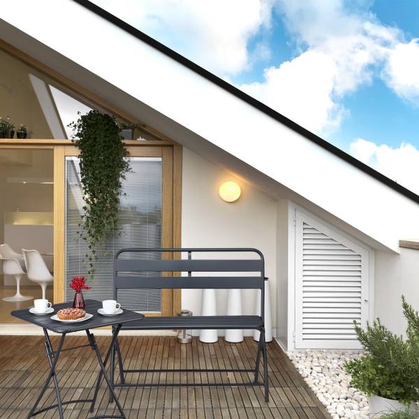 Gartenbank klappbar 2-Sitzer Grau - Stahl - 90 x 84 x 49 cm