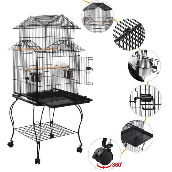 Vogelkäfig ARE85 Schwarz - Metall - 60 x 140 x 60 cm
