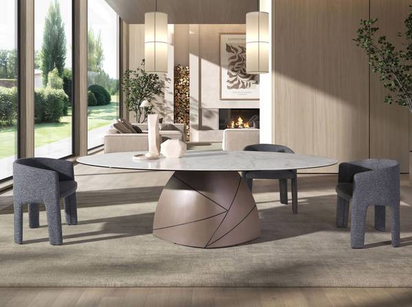 Esstisch 1206 Weiß - Edelstahl - Marmor - 240 x 76 x 120 cm