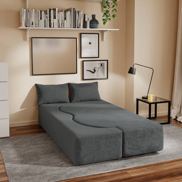 Schlafcouch FST101-DG Grau - Cord - Polyester - 107 x 32 x 177 cm