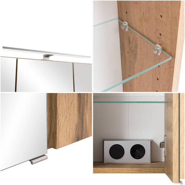 Badmöbel-Set VASTO-03-33 3er-Set Grau - Spiegelglas - 165 x 200 x 35 cm