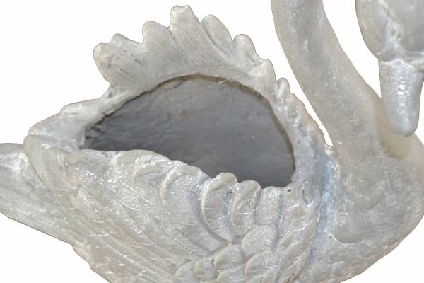 Pflanzgefäß Schwan Grau - Polyresin - 43 x 40 x 23 cm
