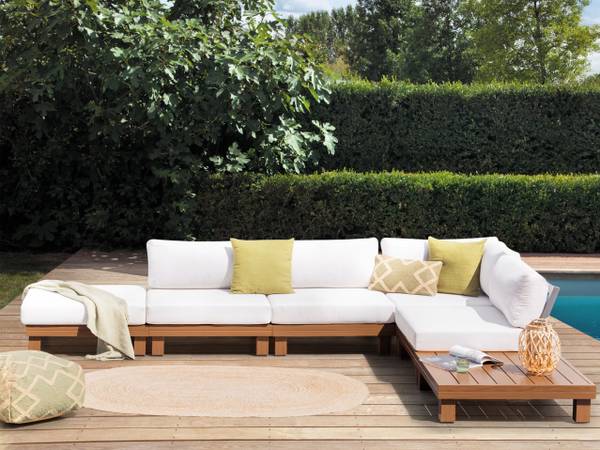 Set de salon SANZA Marron - Blanc - Métal - 240 x 70 x 240 cm