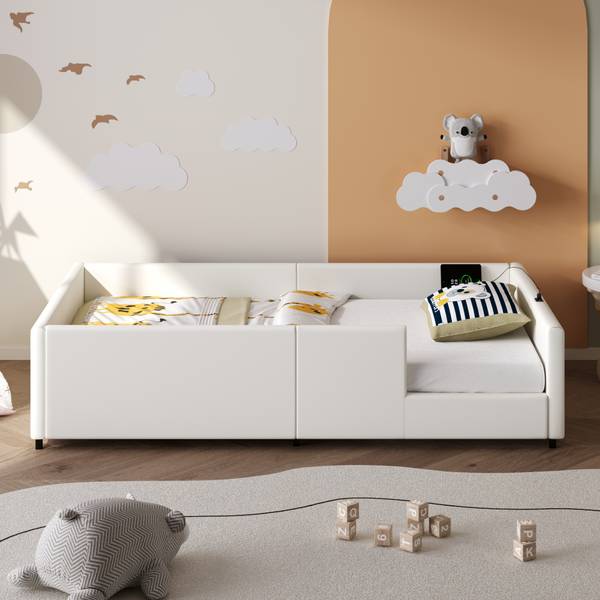 Kinderbett K-1366 Weiß - Holzwerkstoff - 98 x 44 x 212 cm