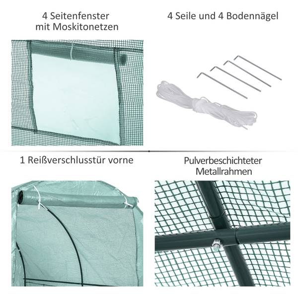 Foliengewächshaus 01-0456 Grün - Stahl - Polyethylen - 200 x 198 x 245 cm