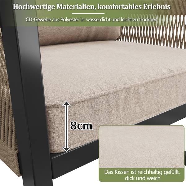 Tuin eetset WoodyRope Ⅷ beige - plaatmateriaal op houtbasis - metaal - kunststof - textiel - 100 x 67 x 58 cm