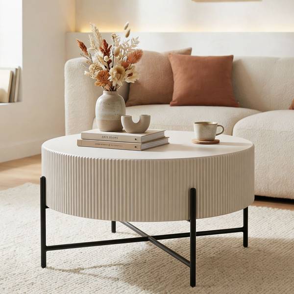Couchtisch LOHA Beige - Edelstahl - 80 x 40 x 80 cm