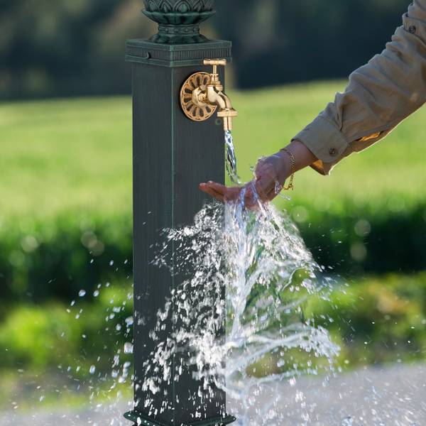 Waterzuil met kraan 80 cm goud - groen - aluminium - ijzer - 19 x 80 x 22 cm