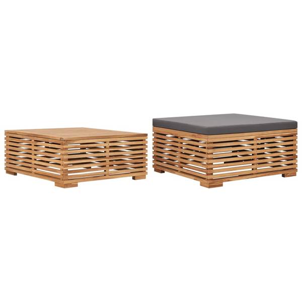 Gartentisch 3007476 Grau - Teakholz - 70 x 31 x 70 cm